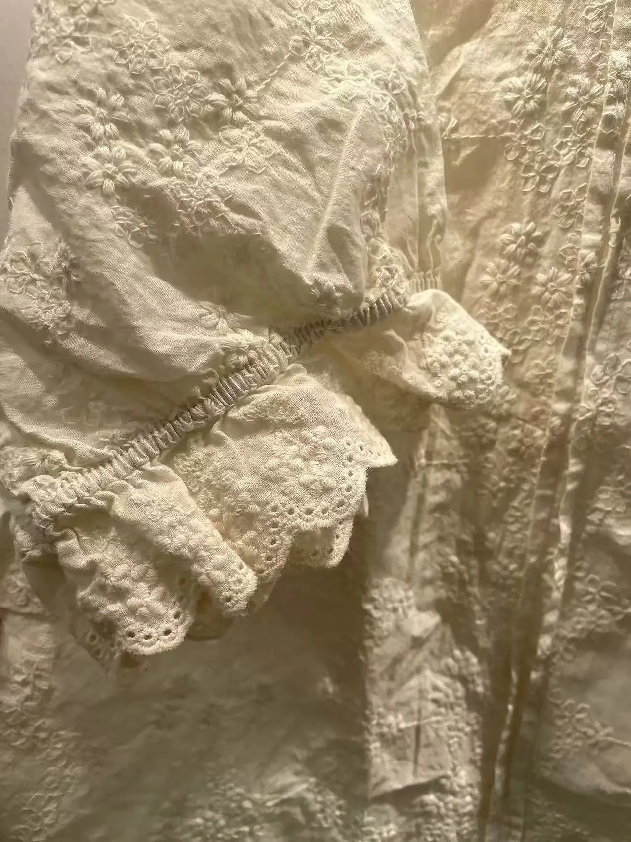 Bust 114cm Mori kei fashion cotton sweet lace embroidery shirts 3d rose flower short sleeve blouses lolita cute clothes