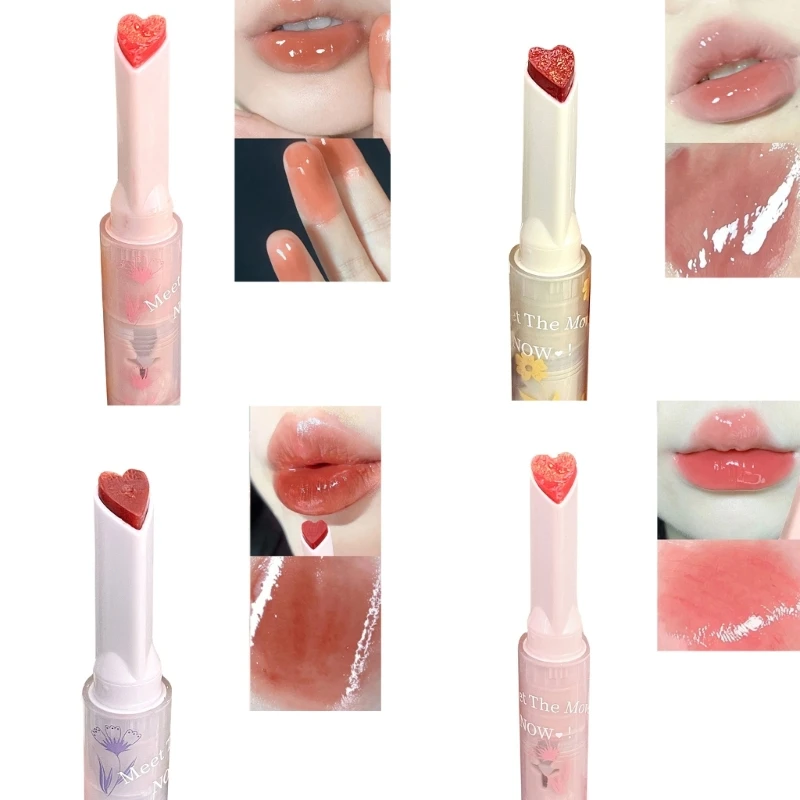 Water-Light Jelly Love Heart Shape Lipstick Pen Solid Mirror Lip Glaze Moisturize Clear Lipgloss Korean Lip-Tint Balm