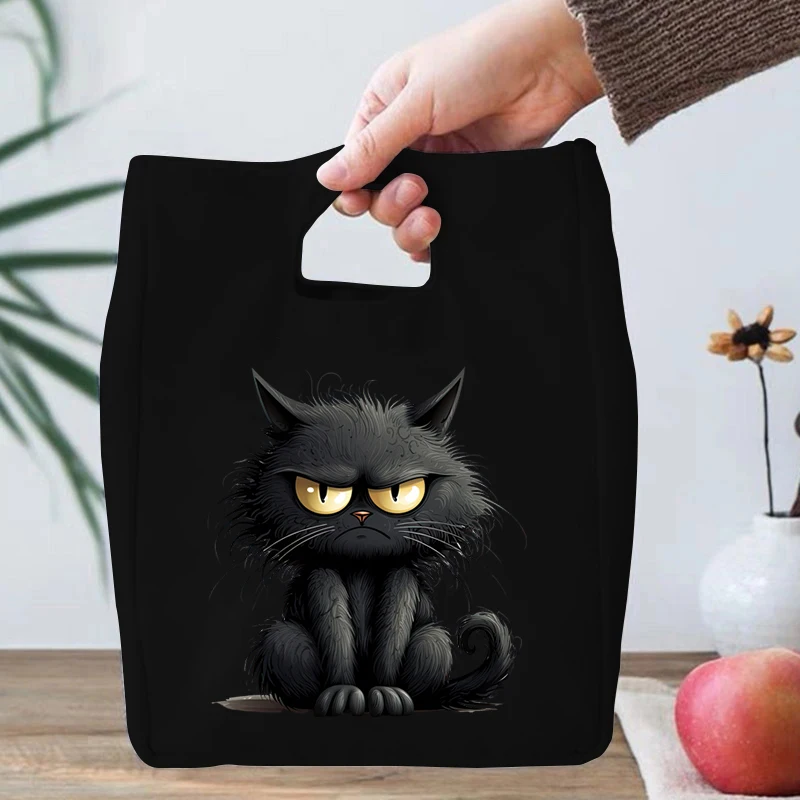 Grunge Cat Series Portable Lunch Bag Durable Office Women Men Thermal Box Cartoon Lunch Handbag Cooler Insulated Food Lunch Bags