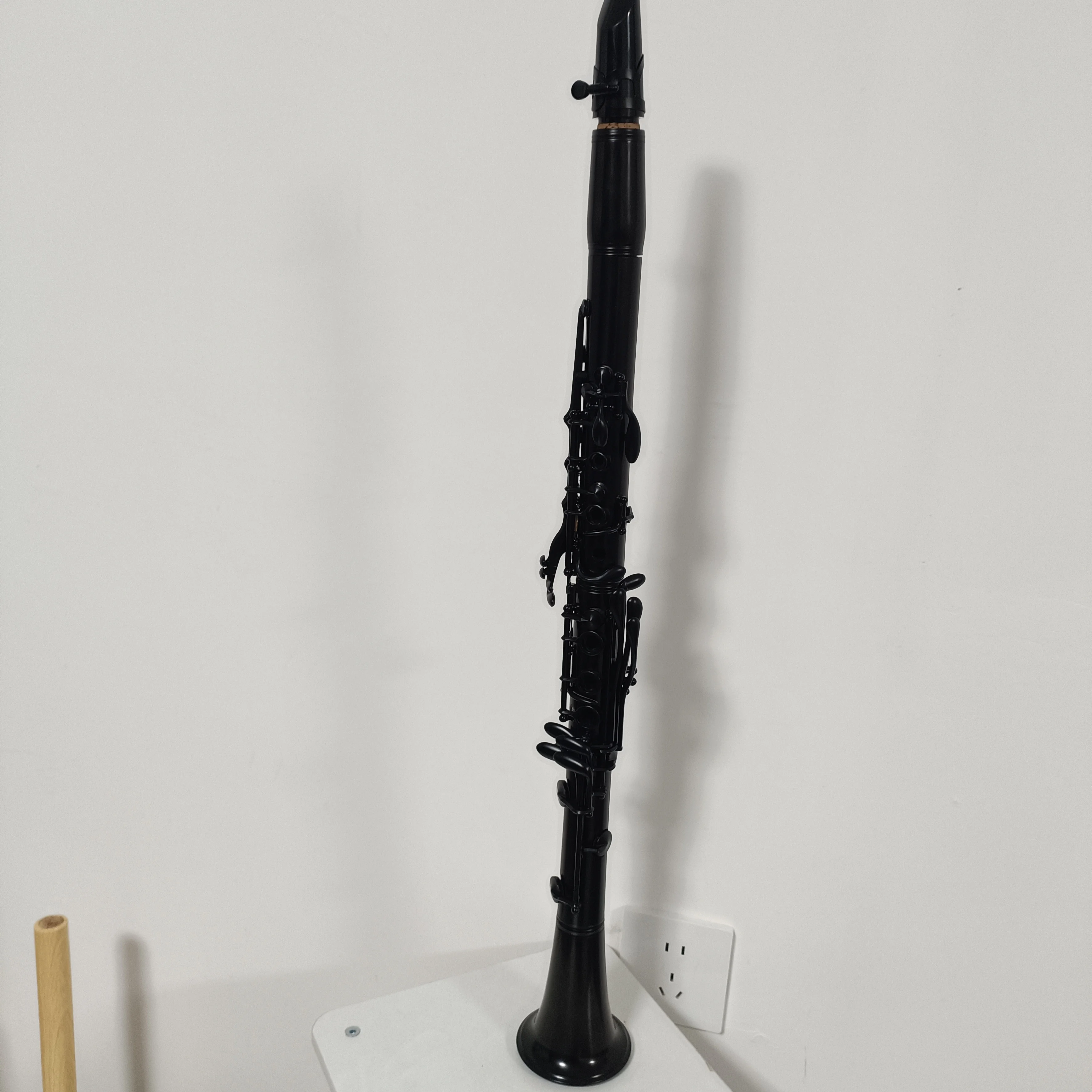 Bb‑Tone Clarinet Ebony Wood Body Black Nickel Plated Keys Woodwind Musical Instrument