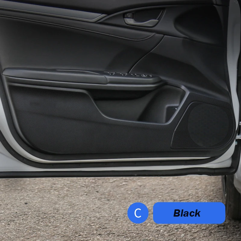 4pcs Car Door Anti Kick Pad Carbon Fiber Leather Texture Anti Dirt Protective Sticker For Honda Civic 10Th Generation 2016~2019