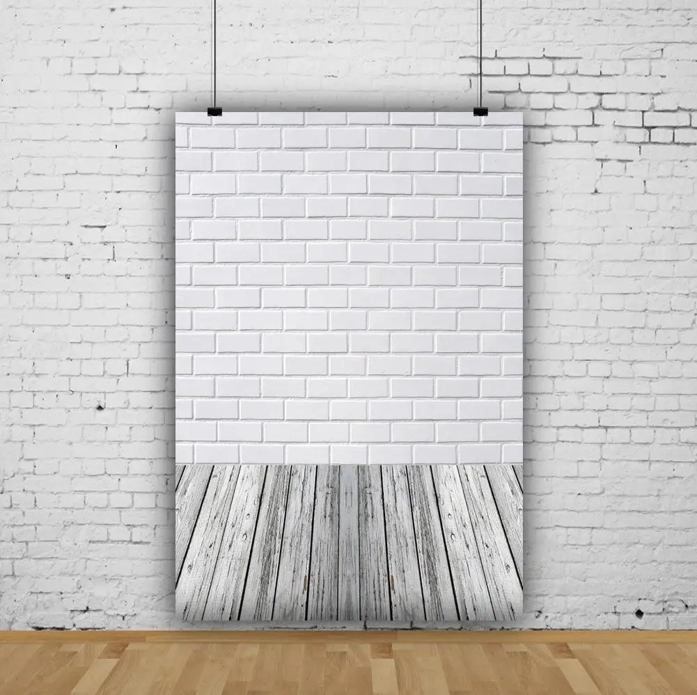 بلاط محاكاة أبيض بسيط وألواح خشبية ، تصوير فينيل ، ديكور تصوير صورة ، خلفية تصوير ضوئي لزينة استوديو الصور