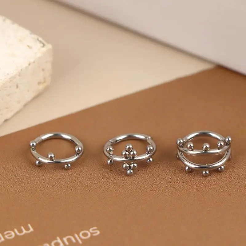 1/2Pcs Stainless Steel Welded Ball Earrings Round Nose Ring Closed Ring Perforated Jewelry For The Human Body