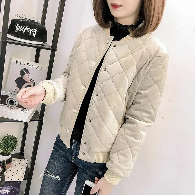 2024 New Autumn Winter Puffer Coat Women\'s Jacket Korean Loose Warm Coat Short Style Baseball Uniform Tops Woman Clothing Parkas