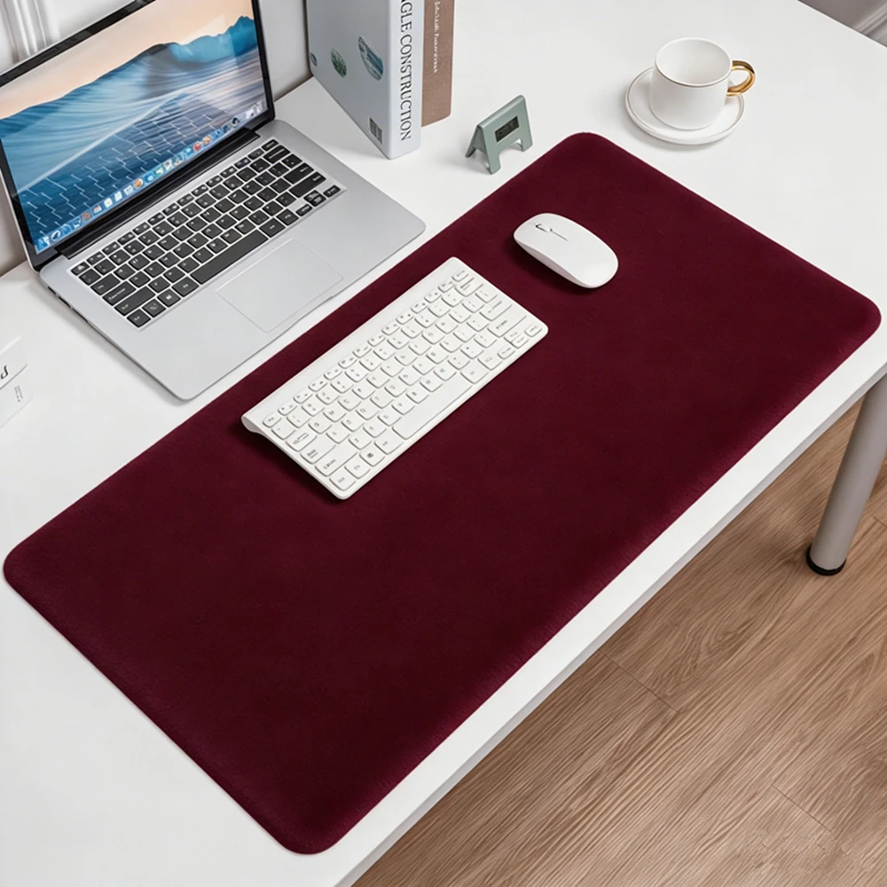 Larger XXXL Solid Wine Red Anti-Slip Desk Mat Waterproof Art Design Table Mat Layout for Office Keyboard Mouse Pad Accessories