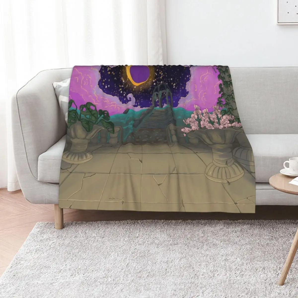 Garden under the stars Throw Blanket Warm Cozy Throw Blanket for Living Room Couch