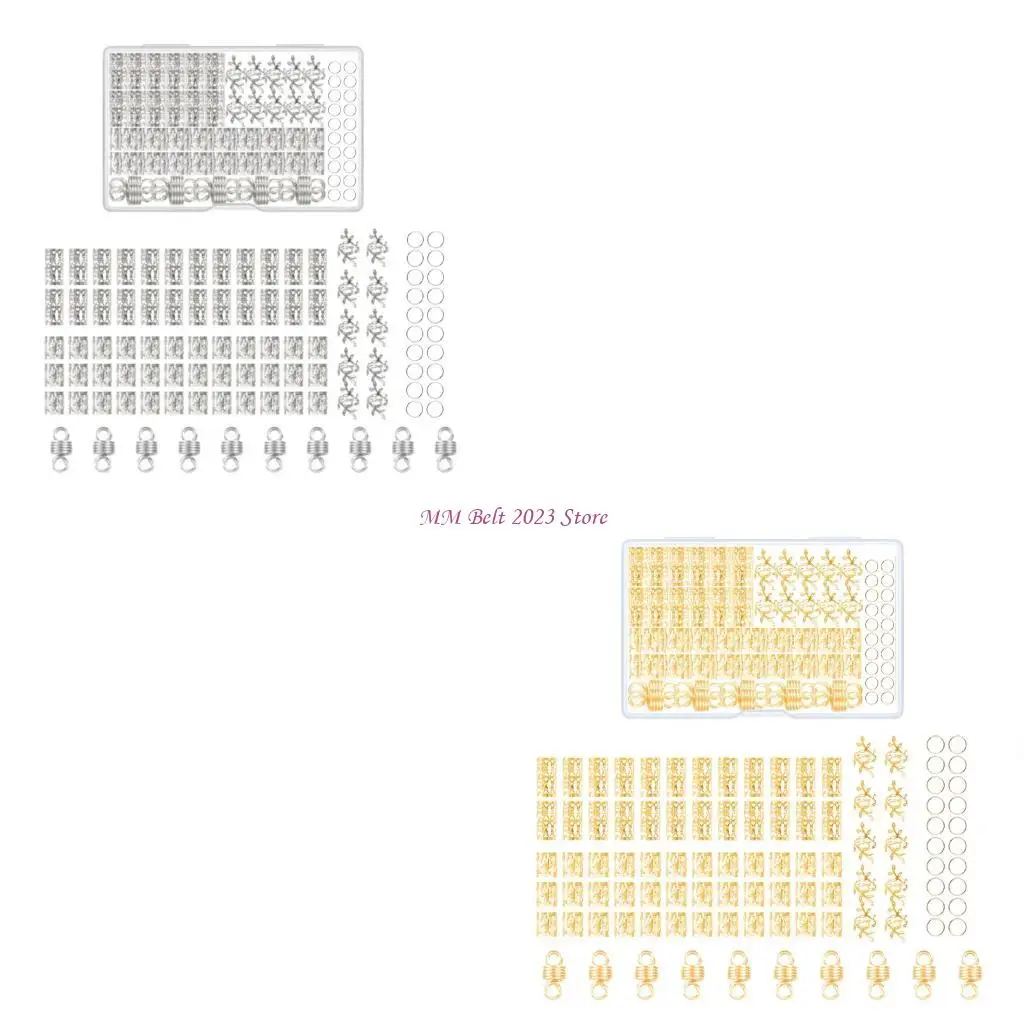 

49ME 100Pieces Metal Hair Jewelry Set Electroplated Hollow Design Dreadlock Beads For Creative Hairstyling