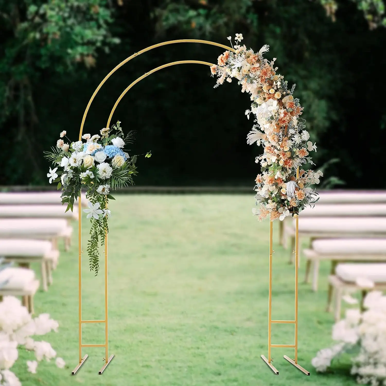 Imagem -04 - Metal Wedding Arch Backdrop Stand Gold Balloon Backdrop Suporte para Cerimônia de Casamento Festa Nupcial Jardim Quintal Photo Booth 7.2 ft