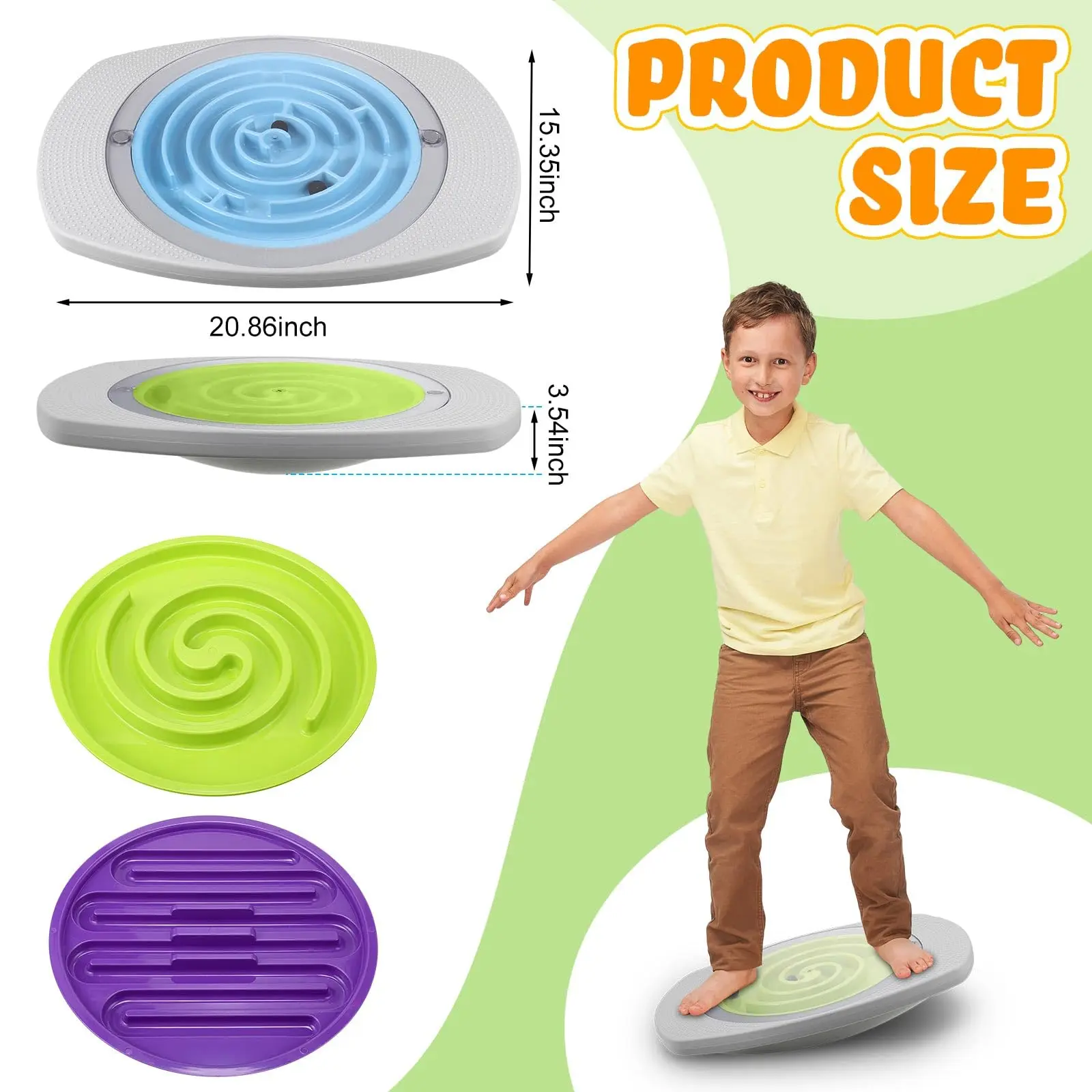 

2-Beads Wobble Disk Labyrinth Balance Board Sensory Training Toys Plastic Rocker Maze Rocker Board for Wobble Disk Sensory