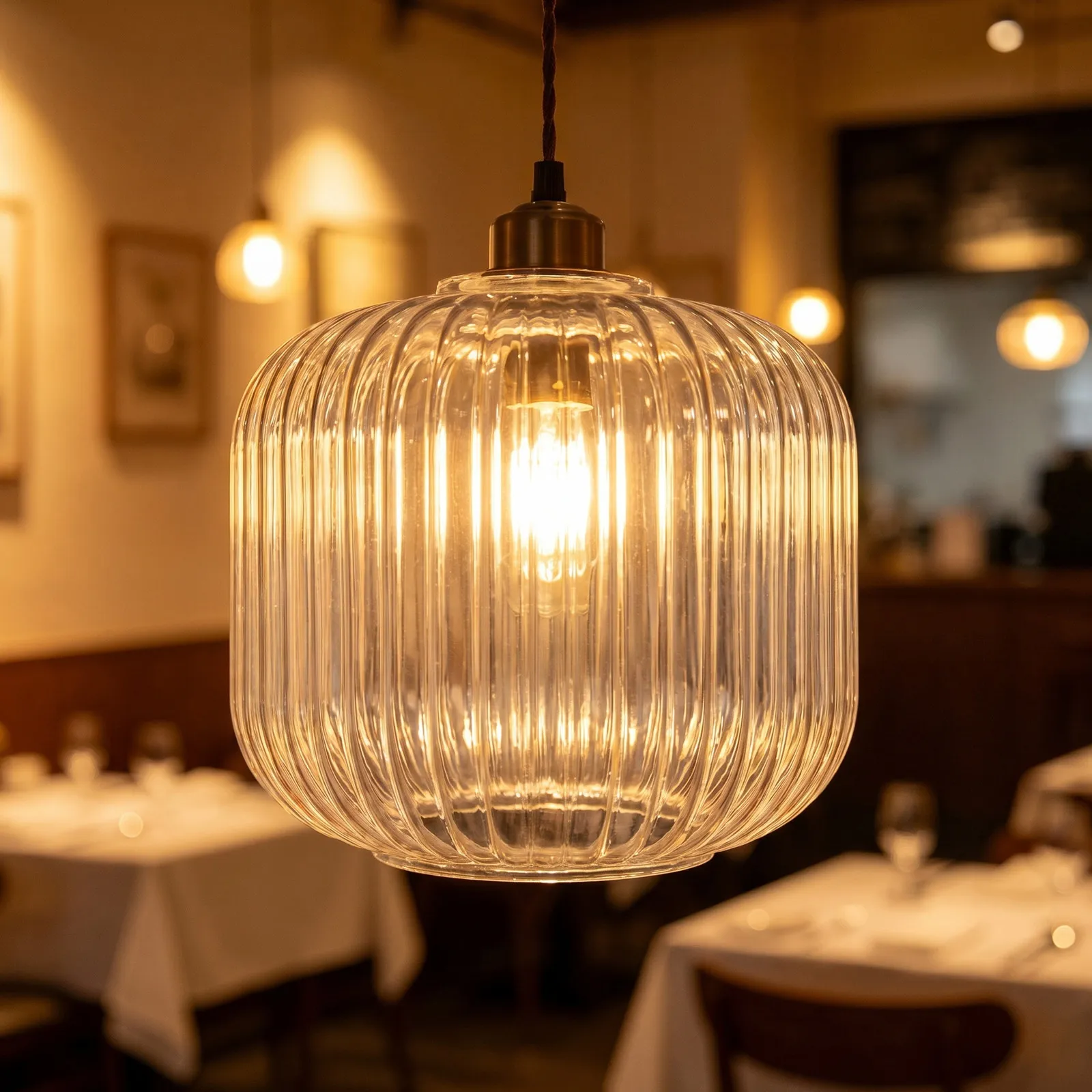 Ribbed Glass Lampshade Transparent E26 E27 Pendant Lamp Shade Replacement for Table Lamp Living Room Cafe Decor