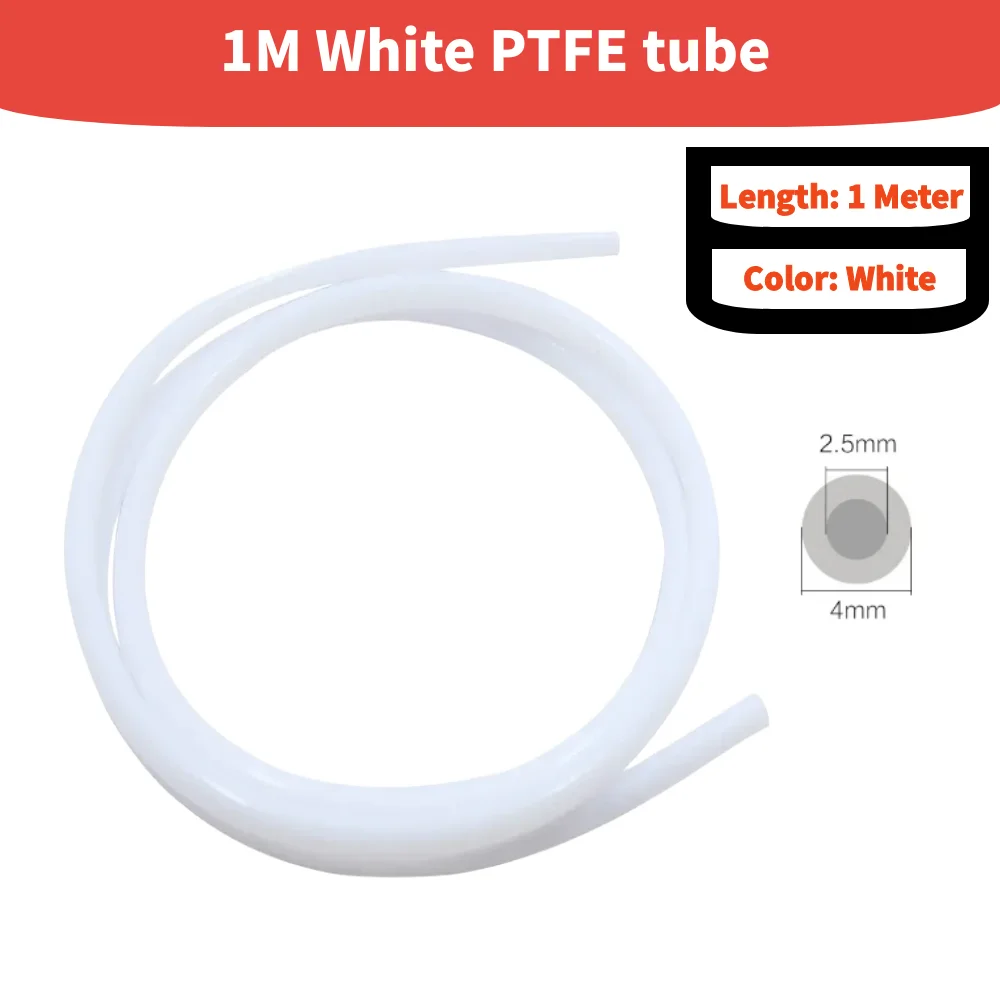 2.5mm IDx4mm OD PTFE Tube Fits Direct Drive Extruder 3D Printer for Bambu Lab A1/A1 Mini/P1P/P1S/X1C, Creality K1 Ender 3 V3