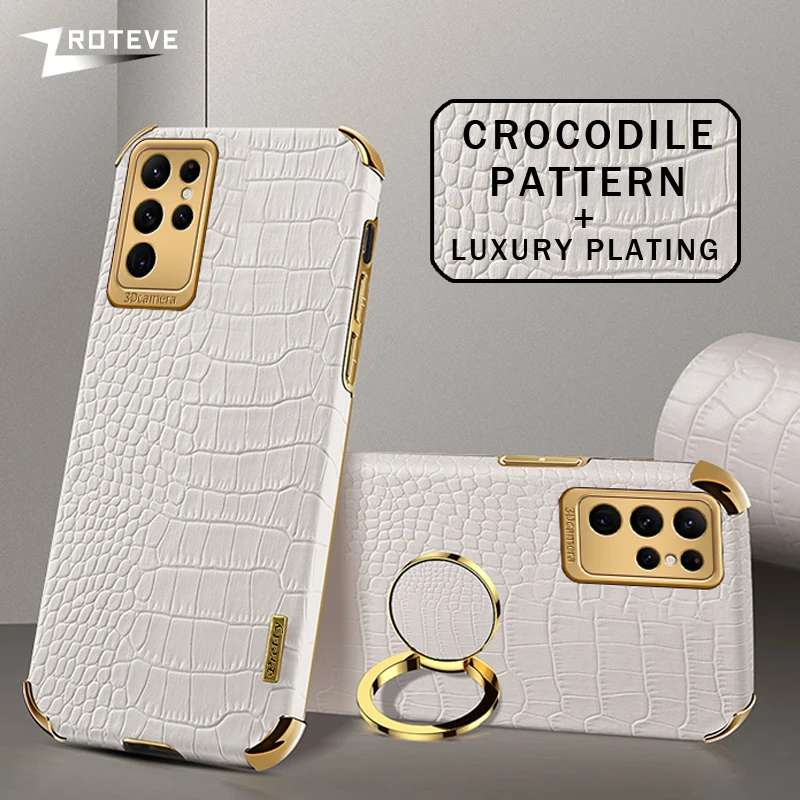 S24 Ultra Case ZROTEVE Crocodile Pattern Leather Cover For Samsung Galaxy S24 S23 S22 Ultra S21 FE S20 Plus S24+ 5G Phone Cases