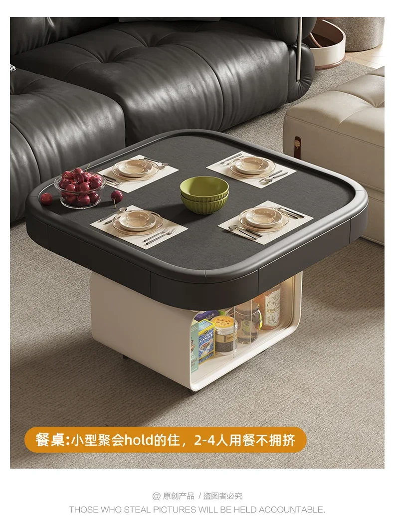 Lifting coffee table living room household simple modern movable dining table dual-purpose multi-functional mahjong table