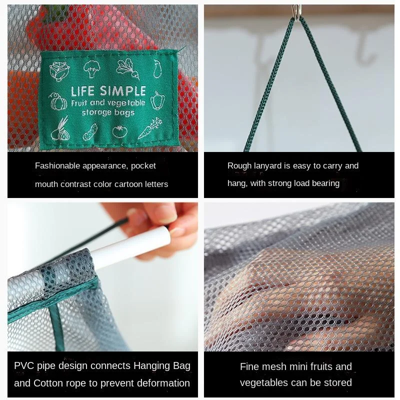 Reusable Mesh Storage Bags for Kitchen Multi-purpose Hanging Fruit Vegetable Organizer for Ginger Garlic Onion Potato
