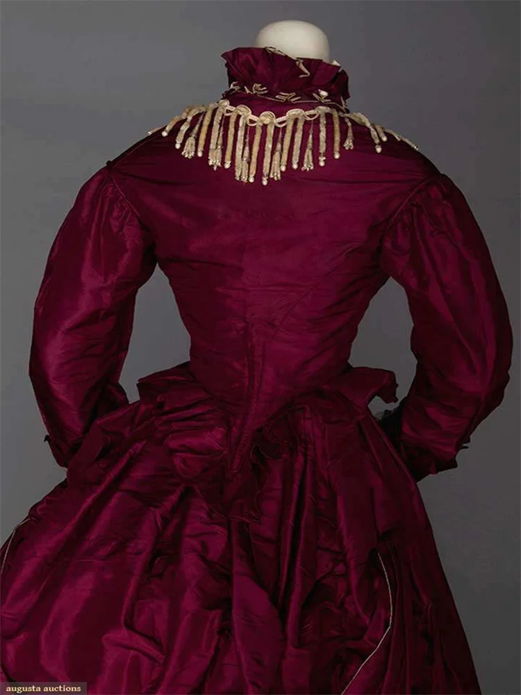 1870s Tudor Duchess Red Evening Dress Historical Queen Marie Antoinette Ball Gown Renaissance Victorian Wedding Costume