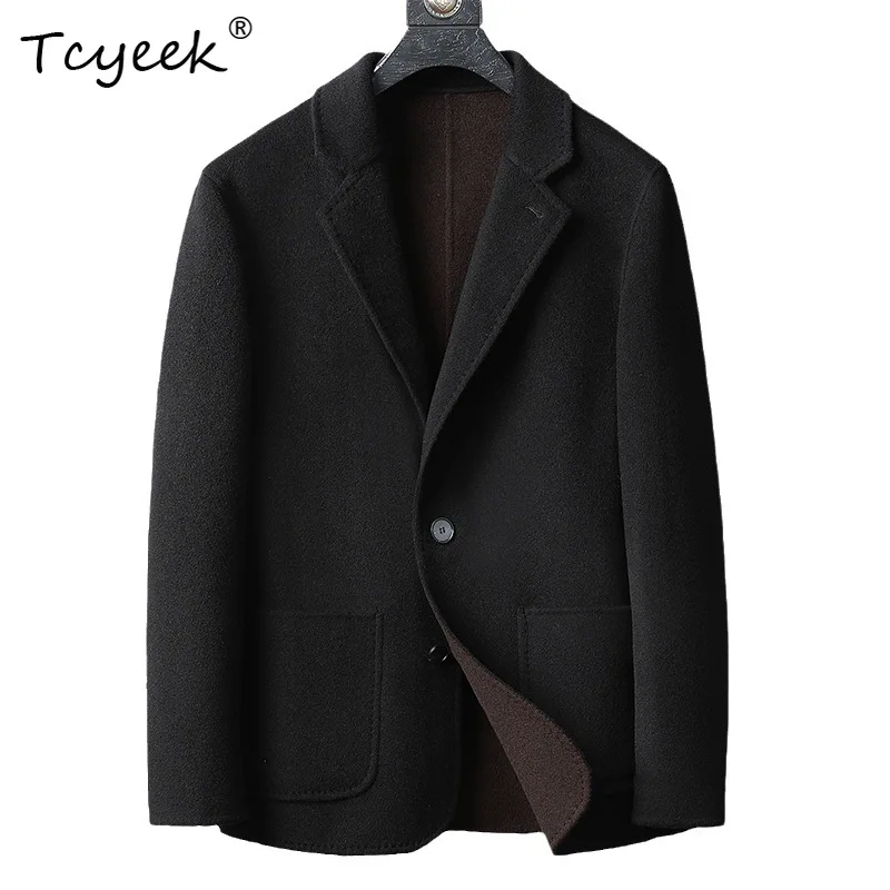 

Tcyeek Настоящее 100% шерсть Весна Осень Высококачественный модный повседневный костюм с воротником Мужское шерстяное пальто Пальто Женское Длинное Casacos Masculinos