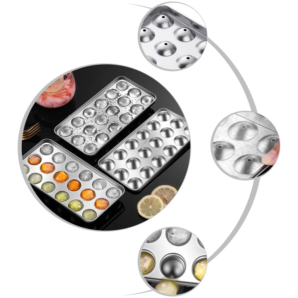 

Round Ice Cube Mold Stainless Steel DIY Ice Making Tray for Whiskey Wine Soda Easy Release Bpa Free Creative Household Kitchen