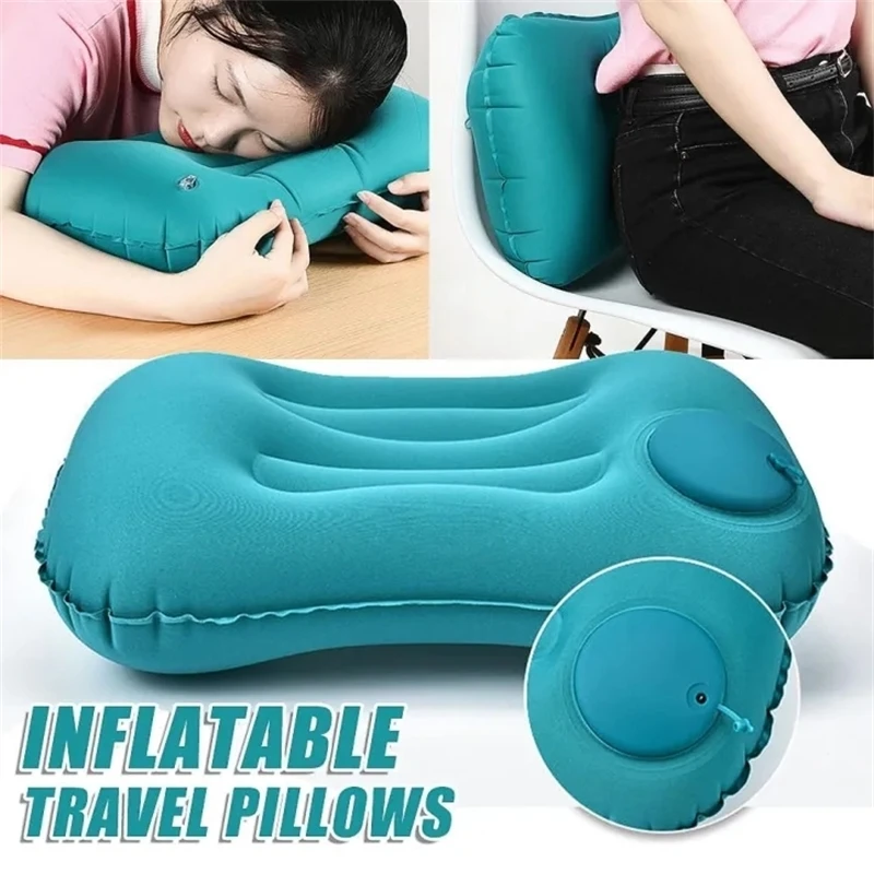 Compression Travel Pillow Hand Press Inflatable Pillows For Desk Rest Hiking Camping Sleeping Air Cushion Nap Square Headres