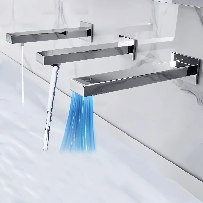 

Customized Modern Design Full-automatic Induction Brass Wall-mounted Faucet Three-function Water Outlet Combination Pipe