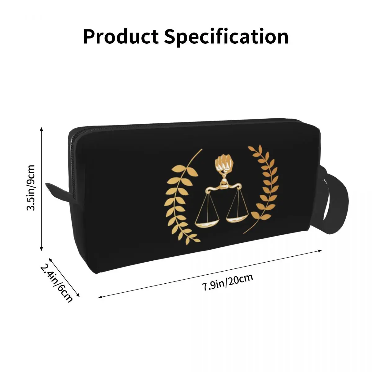 Gold Scales Of Justice Law Logo Lawyer Legal Party Makeup Bag Cosmetic Organizer Toiletry Cosmetic Bag Beauty Travel Pencil Case
