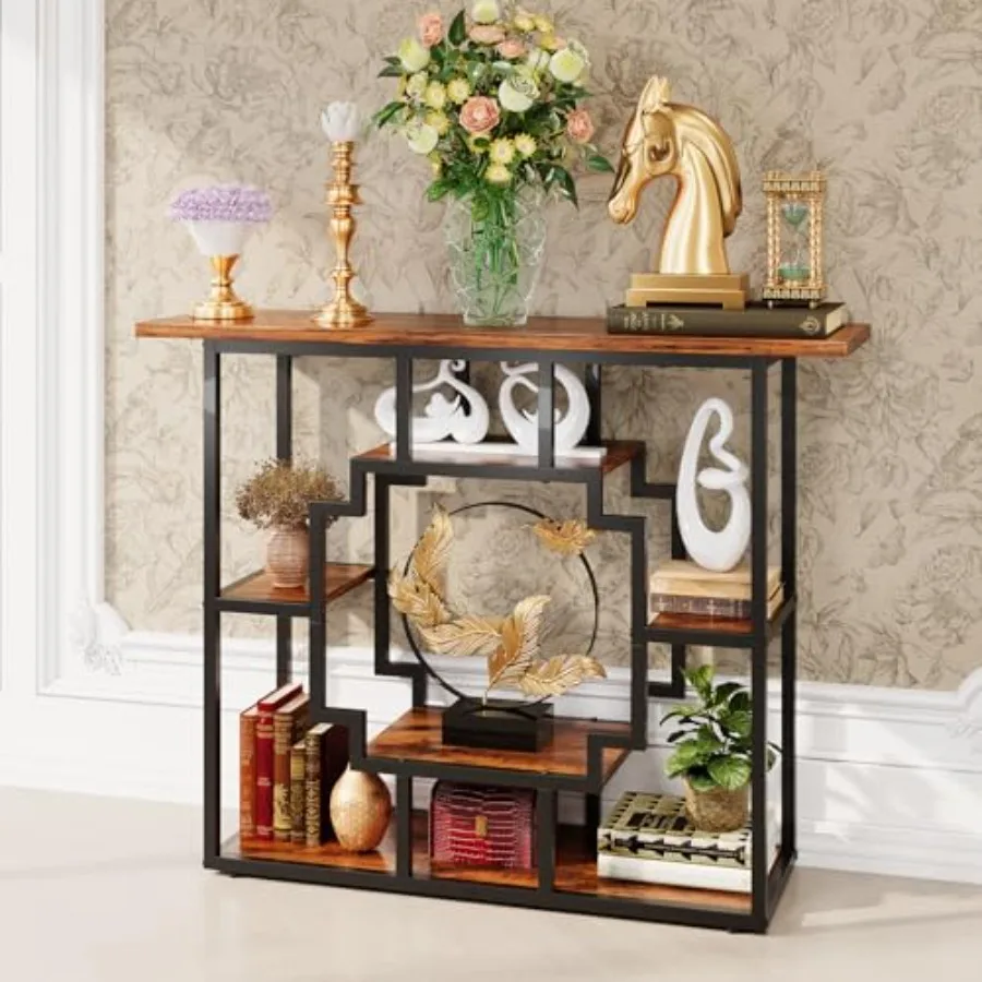 

41.3 Inch Entryway Table Narrow Console Table Behind Couch Accent Sofa Table with Storage Shelves for Hallway Entrance Foyer Li