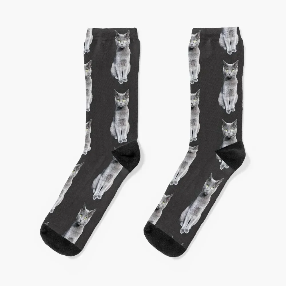 Russian Blue Cat Kitten Socks designer winter Socks Women's Men's