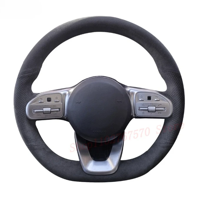 

DIY Hand Sewn Suede Anti Slip Steering Wheel Cover For Mercedes Benz E-Class C-Class E300l A200L GLC260 GLB GLA Car Accessories