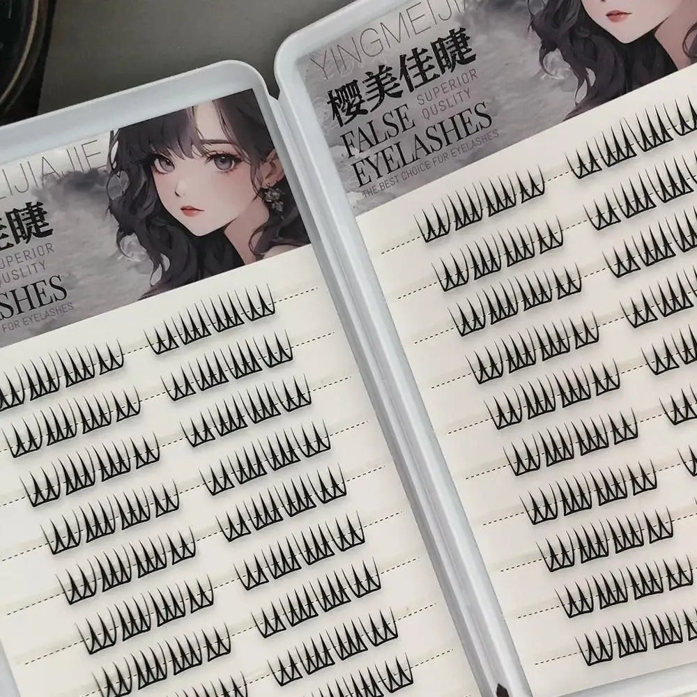 U-förmige, kleberfreie falsche Wimpern, großes Fassungsvermögen, transparente Einzelcluster-Wimpernverlängerung im koreanischen Stil, tägliche Make-up-Wimpern