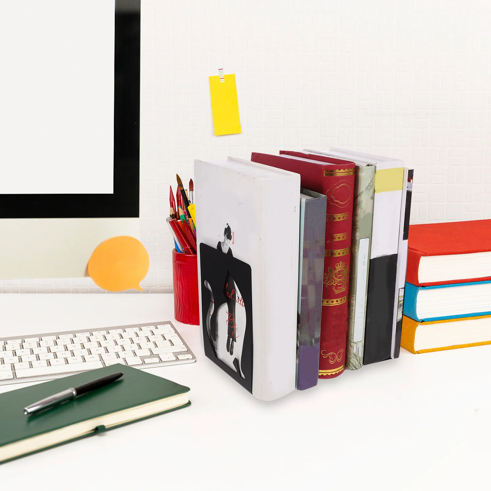 2 قطعة تصميم القط المعدني الدفتين فريدة من نوعها مجوفة خارج نمط التهوية الحيوان الدفتين المعدنية كتاب ينتهي كتاب ينتهي