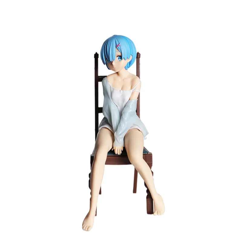 20CM Anime Figure Rem Re:Life In A Different World From Zero Pajamas Shite Shirt Suspender Chair Model Doll Toy Gift Collect Box