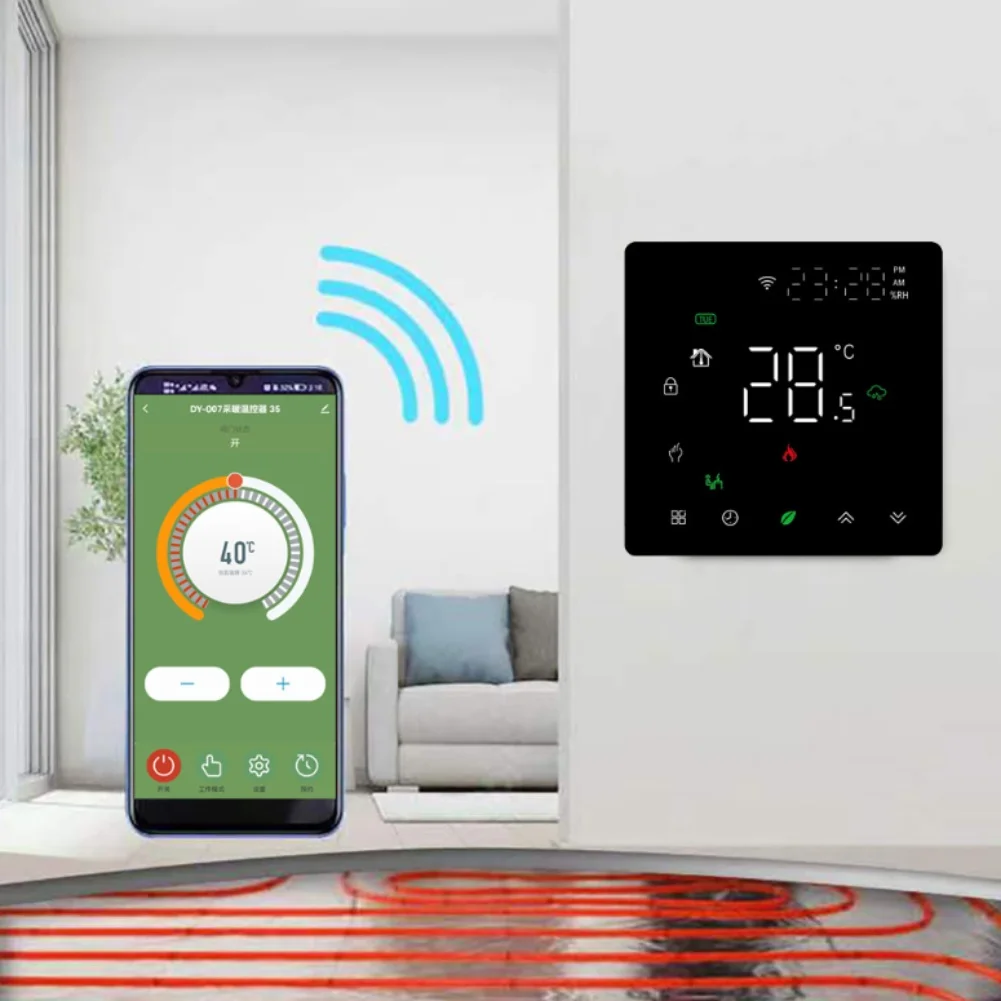 

Smart Wifi Thermostat Floor Heating Thermostat Easy Installation Energy Efficiency Hands-free Operation 8.6*8.6cm For Alexa