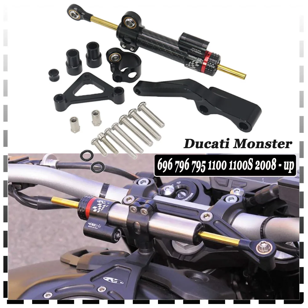 Motorcycle Modified Steering Damper Stabilizer Mounting Bracket Support Kit For Ducati Monster 696 796 795 1100 1100S 2008 - UP