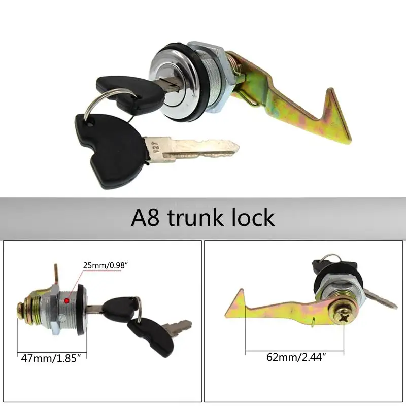 2 Keys+1 Lock Electric Car Tail Box Trunk Lock for A8 Queen Motorcycle Rear Lock