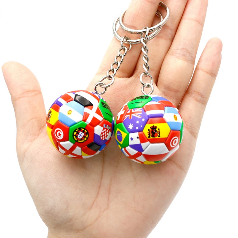 New Multinational Flag Football Key Chain France Spain Flag Soccer Pendant KeyChains Fan Souvenirs Bag Backpack Accessories Gift