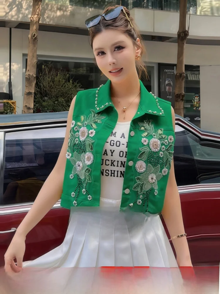 

Loose Short Sleeveless Women's Vest Elastic Shoulder Pad Trendy City Commute Style Standard Fit Breathable Splice Process