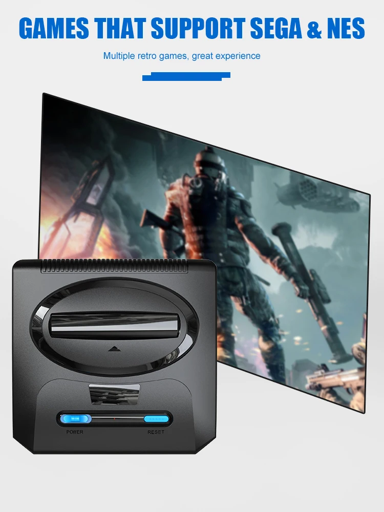 VILCORN-consola de juegos Retro inalámbrica para Sega Mega Drive, controlador de palo de juego, compatible con 2 jugadores, regalo de Dendy Nes, envío directo
