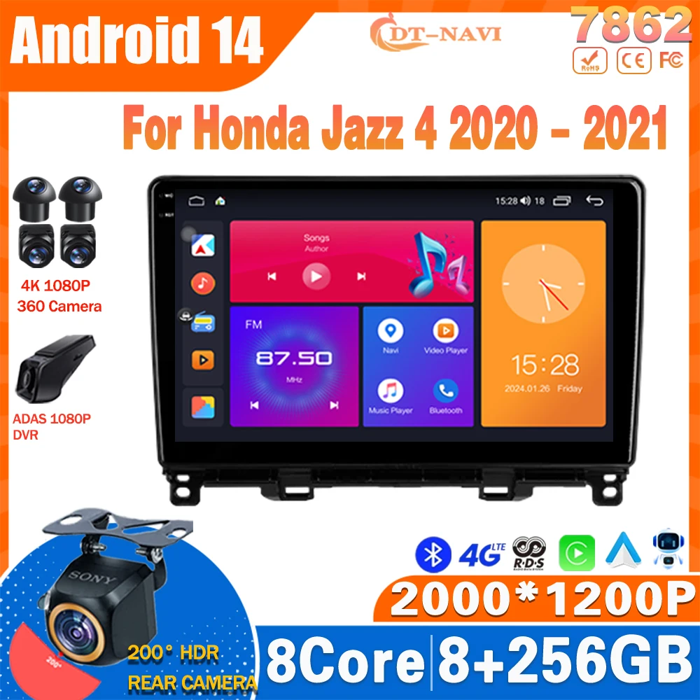 

Android14 Car Radio For Honda Jazz 4 2020 - 2021 Multimedia Video Player Navigation GPS 4G NO 2Din DVD Carplay Stereo Head Unit