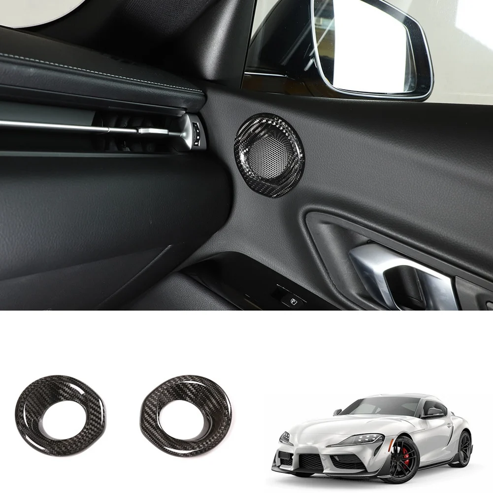 Car Carbon Fiber Side Door Audio Tweeter Speaker Cover Decorative Ring Cover Trims for