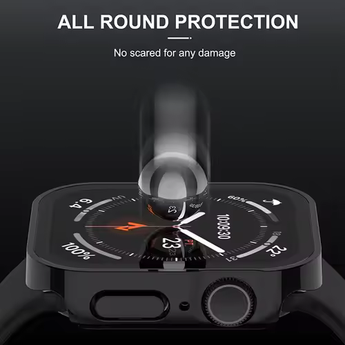 Glass+Case For Apple Watch 42 46mm 45mm 41 49 44mm 40 mm straight edge Screen Protector Cover Case iWatch SE 6 7 8 9 10 11 Ultra - Image 6