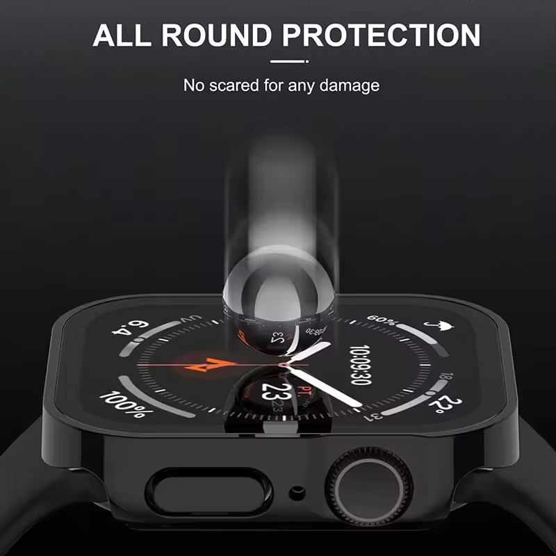 Glass+Case For Apple Watch 42 46mm 45mm 41 49 44mm 40 mm straight edge Screen Protector Cover Case iWatch SE 6 7 8 9 10 11 Ultra - Image 6