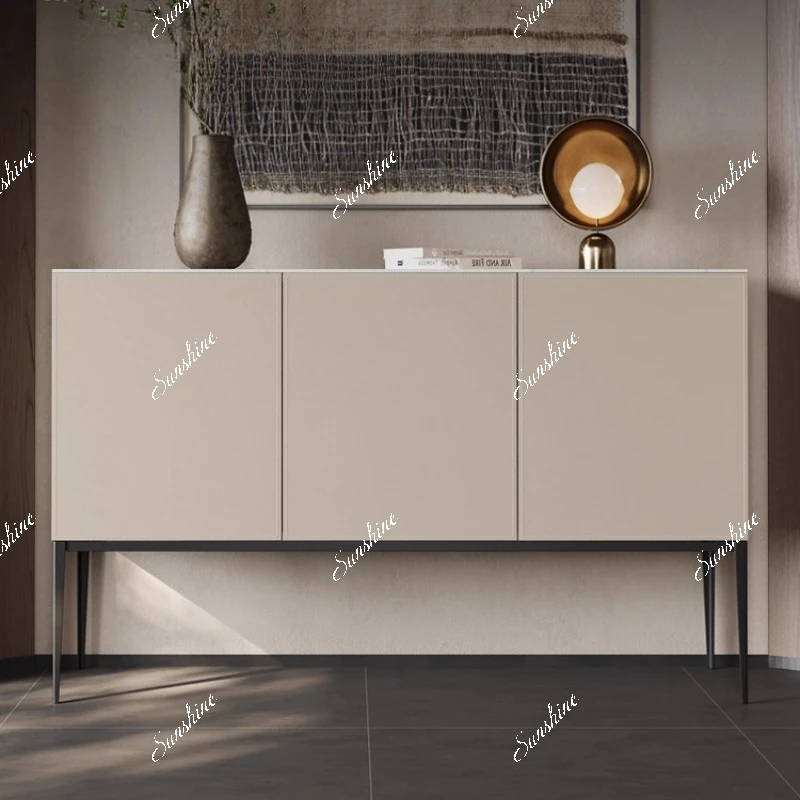

Furniture: Light luxury entrance, entrance to the living room, modern and simple saddle leather slate sideboard
