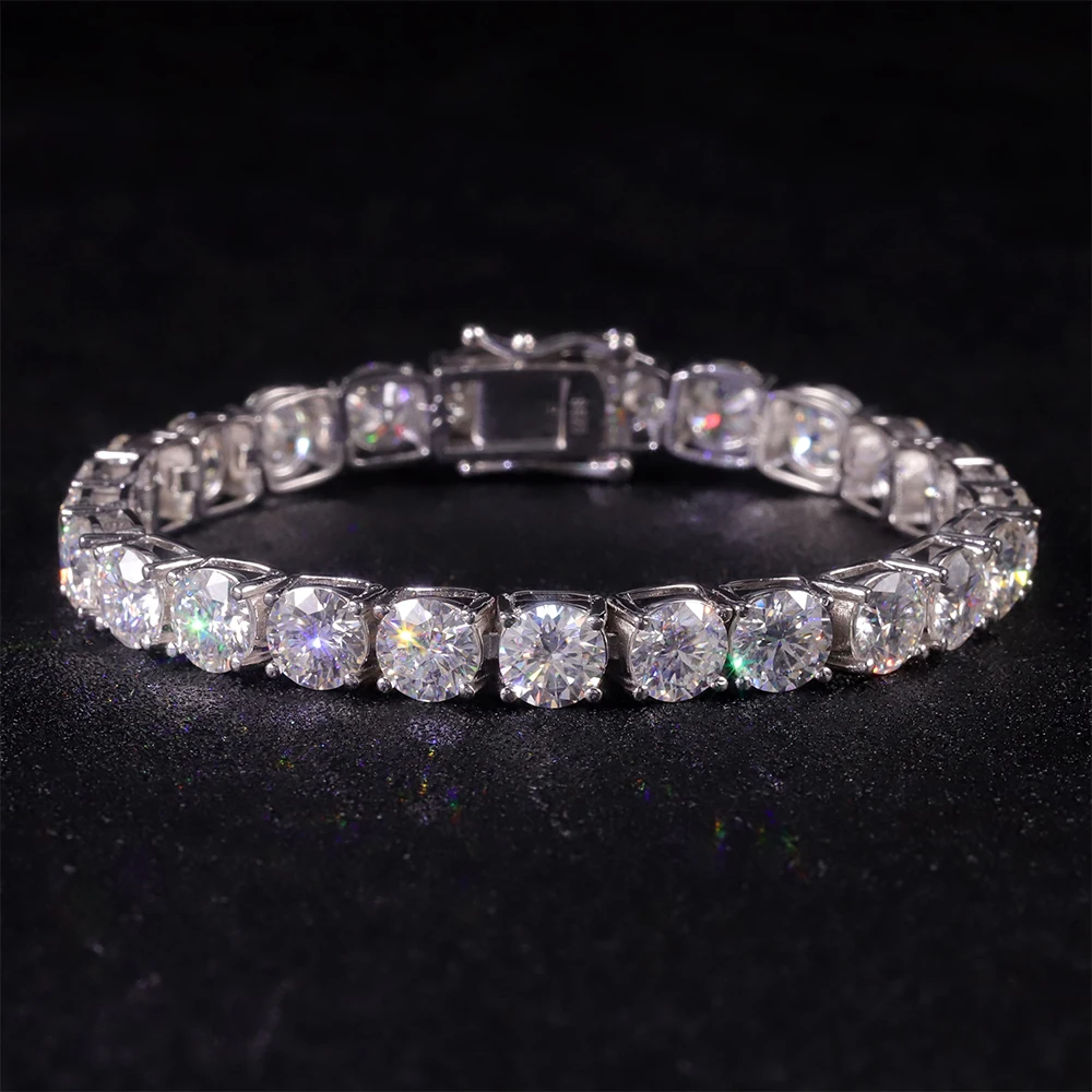 

GEM'S BEAUTY D VVS1 Moissanite Tennis Bracelet Original s925 Sterling Silver Plated 18k White Gold with 3-6.5mm For Women Man