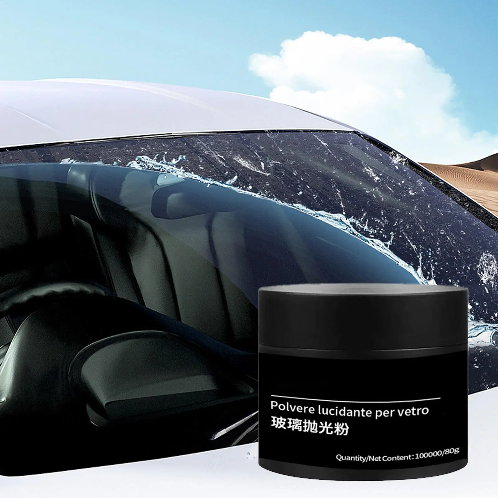 مسحوق تلميع الزجاج للسيارات مزيل فيلم زيت الزجاج الأمامي مسحوق تلميع السيارة الزجاج الأمامي فيلم زيت تلميع الزجاج