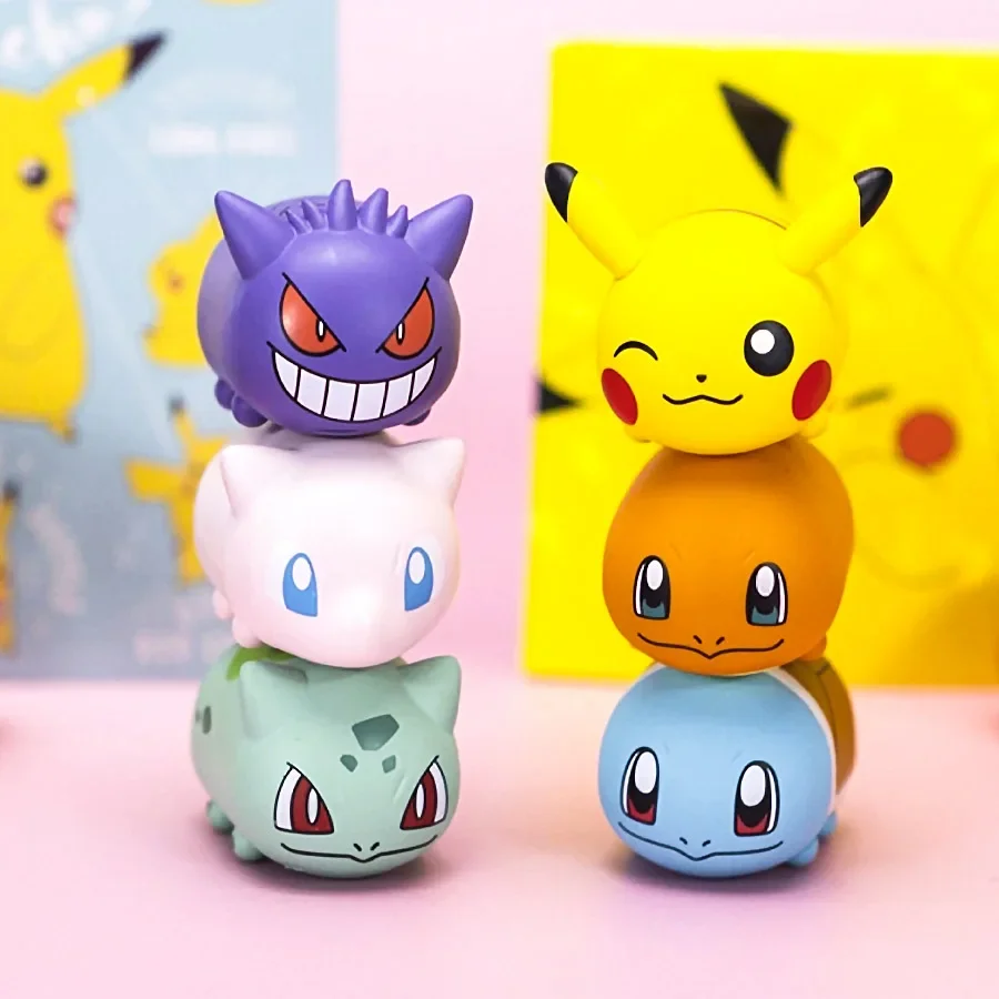 Pokemon Anime Stackable Action Figure Collection Pokemon Gengar Mewtwo Pikachu Bulbasaur Squirtle Charmander Dolls Kids Gifts