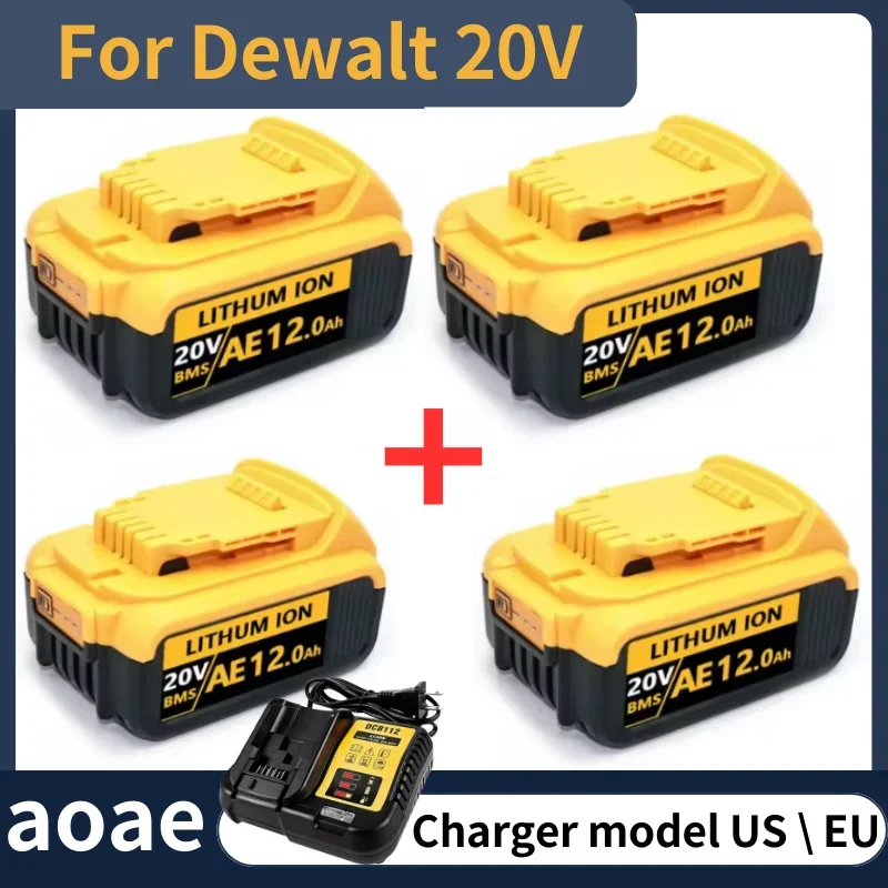 New 100% Original 12000mAh 20V for Dewalt Power Tool Battery DCB206 20V 18.0Ah Battery DCB206 20V Battery DCB205 DCB200 DCB204-2