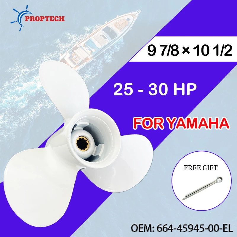 Outboard Propeller For Yamaha 20hp 25hp 30hp 9 7/8 *10 1/2 Boat Aluminum Alloy Screw 3 Blade 10 Spline Marine Engine