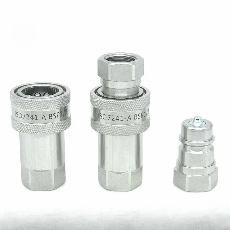 1 Set Closed Type Hydraulic Quick Coupler, Carbon Steel Quick Disconnect Coupling 1/8 1/4 3/8 1/2 3/4 1