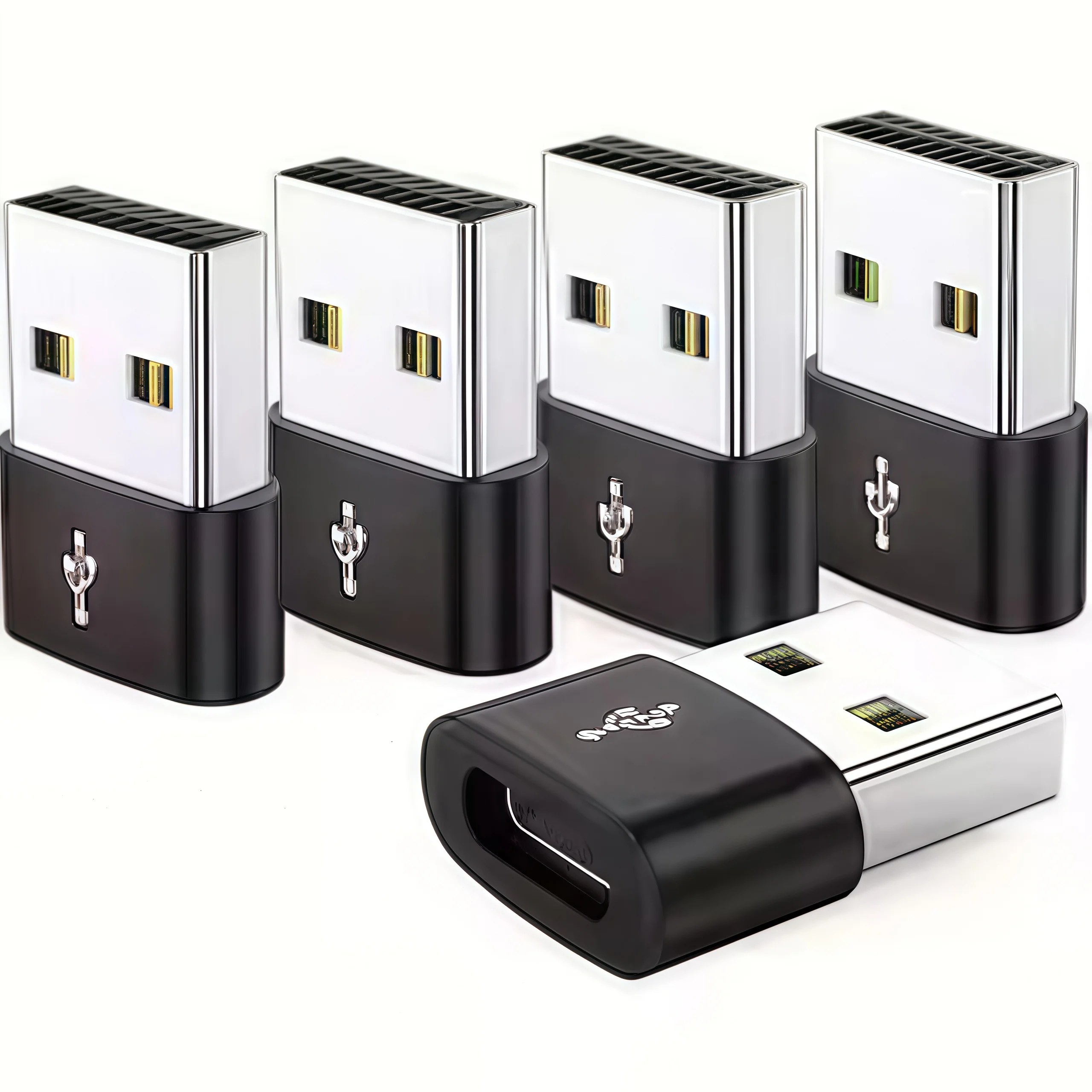 

5PCS USB to USB C OTG Adapter - Metal Build, Universal Compatible with iPhone, iPad, Samsung S23, iWatch, AirPods