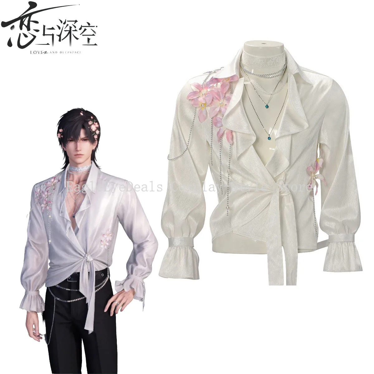 Amor y espacio profundo Caleb Zayne Xavier MC disfraz de Cosplay conjunto completo uniformes para fiesta de Halloween sombrero hombre mujer vestido camisa elegancia
