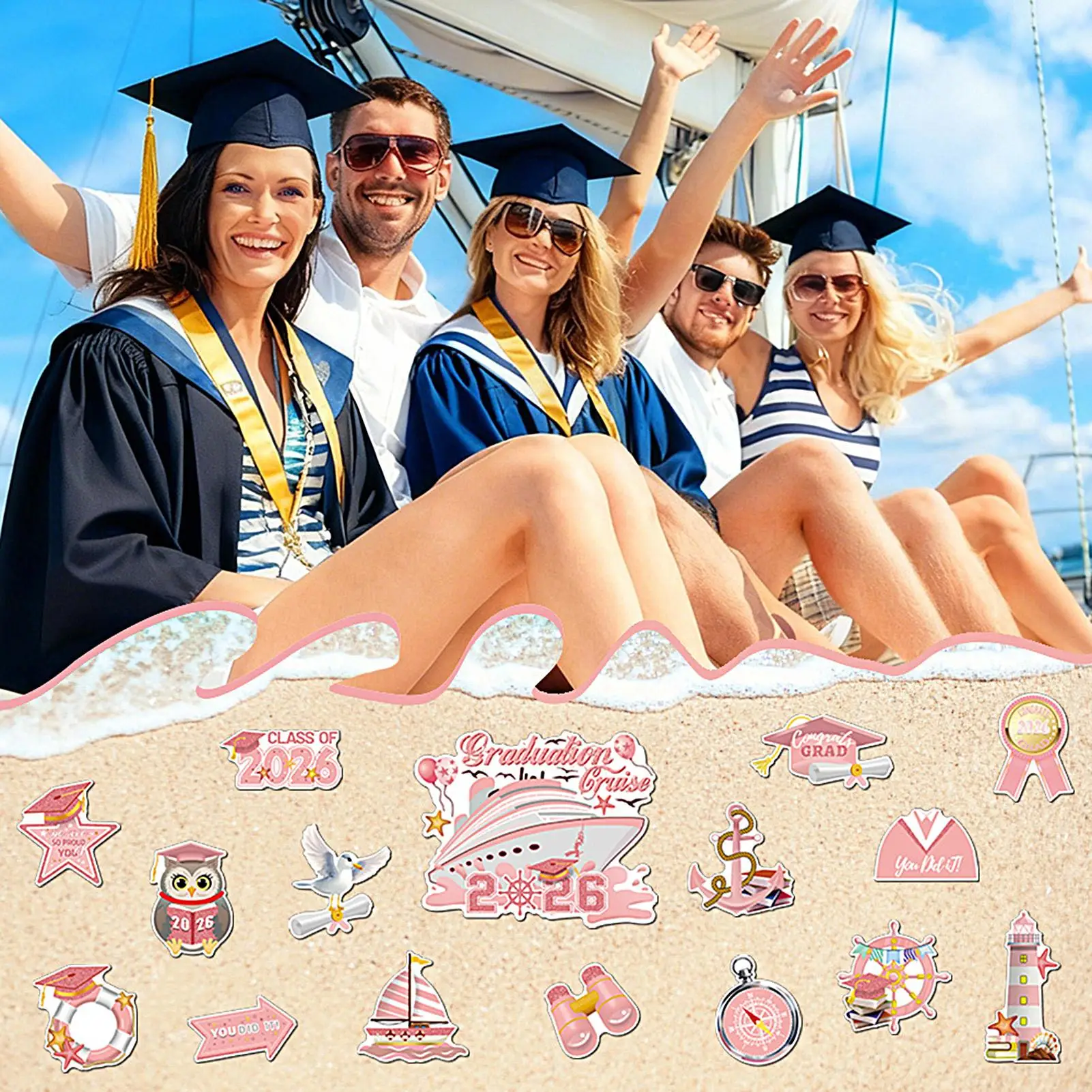 Graduation Cruise Door Magnets 16 Piece Waterproof Refrigerator Decorations 2026 Grad Car Stickers Fridge Magnets For Car